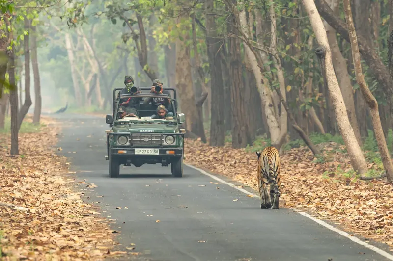a man riding a motorcycle down a road in Pilibhit